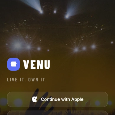 The VENU landing screen